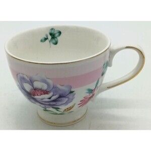 Grace Teaware Fine Porcelain Floral Pink Purple Flowers Oversize Teacup New